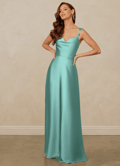 Christian Siriano Bridal for Azazie 1001 Brautjungfernkleider A-Linie Herzausschnitt Stretch-Satin Kleid Aqua image3
