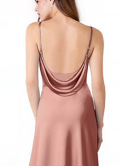 Azazie Alaija Bridesmaid Dresses Rosette Mermaid Side Slit Stretch Satin Dress image6