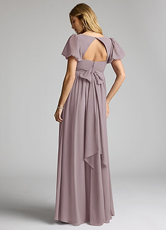 Azazie Madisynn Brautjungfernkleider für Schwangere Schleifen Chiffon Bodenlänge Kleid image2