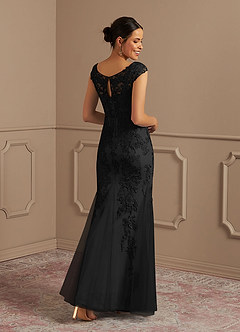 Azazie Melena Mother of the Bride Dresses Black Mermaid Lace Tulle Dress image3