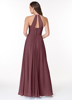 Azazie Ginger Bridesmaid Dresses Sangria A-Line Halter Pleated Chiffon Dress image2