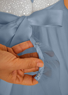 Azazie Tay Flower Girl Dresses Dusty Blue A-Line Sequins Tulle Dress image4