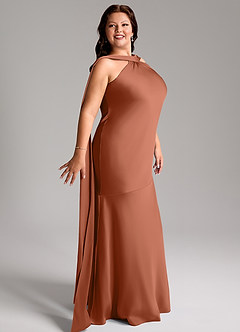 Azazie Kinsley Bridesmaid Dresses Cedar Rose Mermaid Side Slit Stretch Satin Dress image12