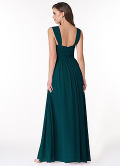 Azazie Zapheira Bridesmaid Dresses Pine A-Line Ruched Chiffon Dress image2
