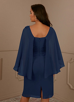 Azazie Mirra Vestidos para mãe da noiva Vestir Azul Marinho de Chiffon de Bainha com Plissado image6