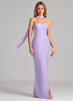 Azazie Calandra Brautjungfernkleider Etui Plissee Chiffon Kleid Flieder image3