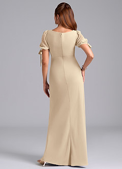 Azazie Pheby Bridesmaid Dresses Champagne A-Line Pleated Chiffon Dress image6