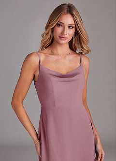 Azazie Daenerys Bridesmaid Dresses Vintage Mauve A-Line Cowl Chiffon Dress image6