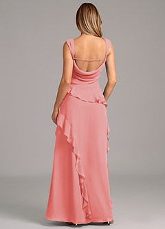 Azazie Sloane Bridesmaid Dresses Coral A-Line Sweetheart Neckline Chiffon Dress image2