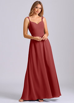 Azazie Beatrice 신부 들러리 드레스 A라인 스윗하트 네크라인 쉬폰 바닥 길이 드레스 image4