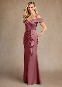 Azazie Laredo vestidos de madre de la novia Vestido de Rosa Del Desierto de Satén Elástico de Sirena con Vestidos sin tirantes image2