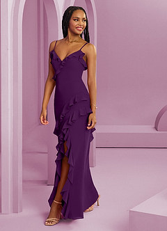 Barbie ♥ Azazie Bridesmaid Dresses Grape Sheath Chiffon Dress image1