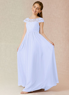 Azazie Silvermist Junior A-Linie Plissee Chiffon Kleid Lavendel image3