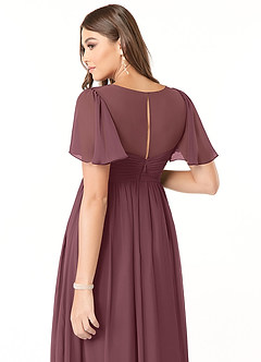 Azazie Verna Maternity Bridesmaid Dresses A-Line V-Neck Ruched Chiffon Floor-Length Dress image6