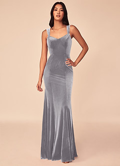 Azazie Lanessa Bridesmaid Dresses French Lilac Mermaid V-Neck Keyhole Back Velvet Dress image1