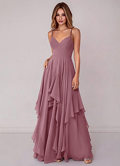 Azazie Zaina Bridesmaid Dresses Vintage Mauve A-Line Chiffon Dress image3