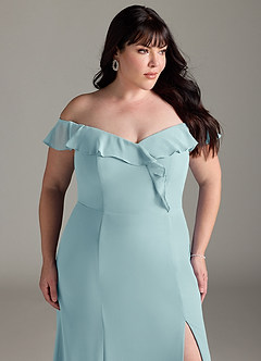 Azazie Sophie Bridesmaid Dresses Sea Glass A-Line Off the Shoulder Chiffon Convertible Dress image11
