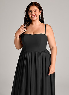 Azazie Calianna Probar vestidos en casa Vestido de Negro de Gasa de Corte en A Convertible con Vestidos sin tirantes image11