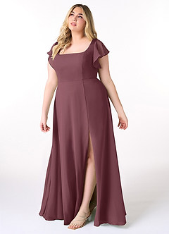 Azazie Bondi Bridesmaid Dresses Sangria A-Line Ruffled Chiffon Dress image9