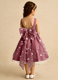 Azazie Bean Flower Girl Dresses Merlot Ball-Gown Sleeveless Tulle Dress image2