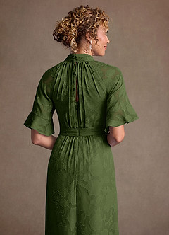 Azazie Hypatia Kleider für die Brautmutter Etui Plissee Blumen-Burnout Kleid Olivgrün image7