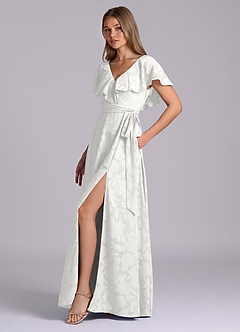 Azazie Lainey Morsiusneito Mekot A-linja taskuilla Floral Burnout Lattian pituus Pukeutua image6