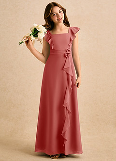 Azazie Soso Girls Formal vestidos de niña de las flores Vestido de Rosa Antigua de Gasa de Corte en A con Plisado image1