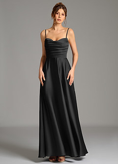 Azazie Ayla Suknie dla druhen Linia A Gorset Satyna elastyczna Do ziemi Sukienka image5