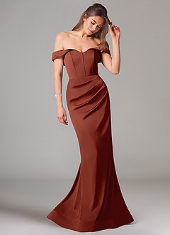 Azazie Everly Bridesmaid Dresses Auburn Mermaid Off the Shoulder Stretch Satin Convertible Dress image6