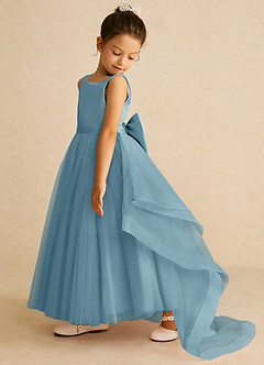 Azazie Pumpkin Blumenmädchenkleider A-Linie Cabrio Tüll Kleid Stimmungsvolles Blau image4