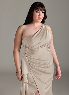 Azazie Maive Brautjungfernkleider Etui Gestreift Stretch-Satin Kleid Frost image11
