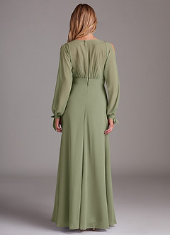 Azazie Matilda Robes de demoiselle d'honneur Robe Trapèze en Mousseline de soie Manche longue Pistache image5