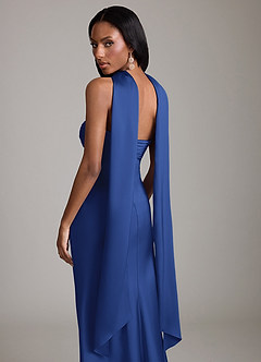 Azazie Saylor Vestidos de damas de honor Vestido de Azul Real de Satén Elástico de Corte Sirena con Sin tirantes image7