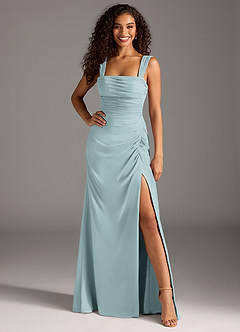 Azazie Jesaphine Bridesmaid Dresses Mist Sheath Bow Chiffon Dress image4