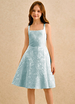Azazie Peppy Girls Formal Flower Girl Dresses French Porcelain A-Line Bow Floral Jacquard Dress image5