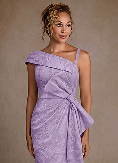 Azazie Hampton Klänningar till brudens mor Klä Sjöjungfru i Blommig Utbrändhet Ena axeln Lila image4