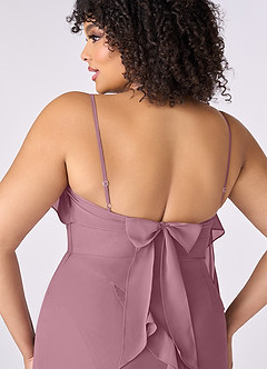Barbie ♥ Azazie Bridesmaid Dresses Vintage Mauve Sheath Bow Chiffon Dress image8