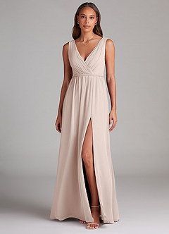 Azazie Tanicia Bridesmaid Dresses Rose Petal A-Line Pleated Chiffon Dress image1