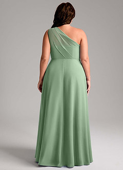 Azazie Phaedra Bridesmaid Dresses Matcha A-Line One Shoulder Chiffon Dress image2