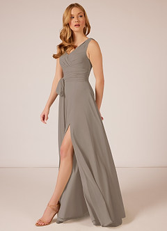 Azazie Bianca Bridesmaid Dresses A-Line Pleated Chiffon Floor-Length Dress image4