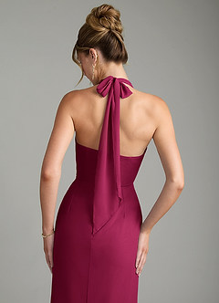 Azazie Arnelle Bridesmaid Dresses Burgundy Sheath Pleated Chiffon Dress image6