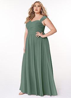 Azazie Zapheira Bridesmaid Dresses Eucalyptus A-Line Ruched Chiffon Dress image7