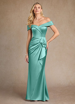 Azazie Laredo vestidos de madre de la novia Vestido de Aqua de Satén Elástico de Sirena con Vestidos sin tirantes image3