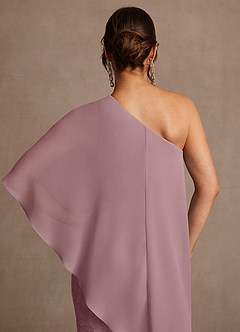 Azazie Wilma Mère de la mariée Robes Robe Fourreau en Blumen-Burnout Une épaule Rose Poussiéreuse image7