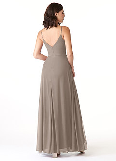 Azazie Evalin Bridesmaid Dresses A-Line V-Neck Pleated Mesh Floor-Length Dress image4