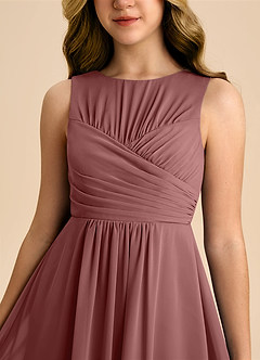 Azazie Skyla Junior Desert Rose A-Line Pleated Chiffon Dress image7