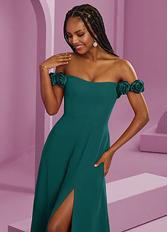 Barbie ♥ Azazie Bridesmaid Dresses Peacock A-Line Off the Shoulder Chiffon Convertible Dress image4