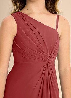 Azazie Brooke Junior Abito A-Line in Chiffon Spacco Laterale Ruggine image7