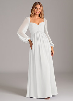 Azazie Bailee Brudepigekjoler En streg Langærmet Chiffon Gulv-længde Kjole image5