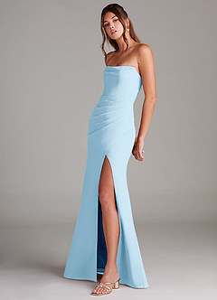Azazie Leonis Bridesmaid Dresses Sky Blue Sheath Strapless Chiffon Convertible Dress image3